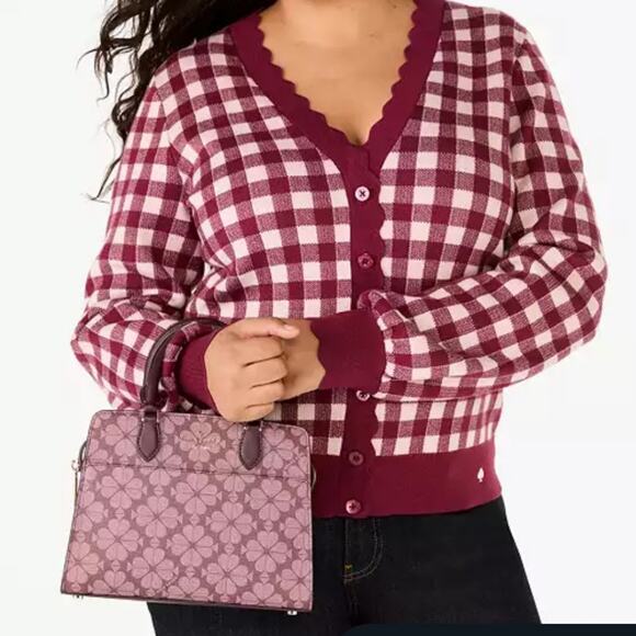 Kate Spade NWT Signature Spade Flower Satchel Grenache Multi - Pink Retail $379 - Picture 2 of 11